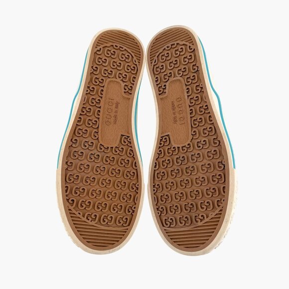 Gucci 1977 Tennis Blue GG Canvas High Top Sneakers Shoes Size 37 US 7 Women’s - Picture 13 of 14